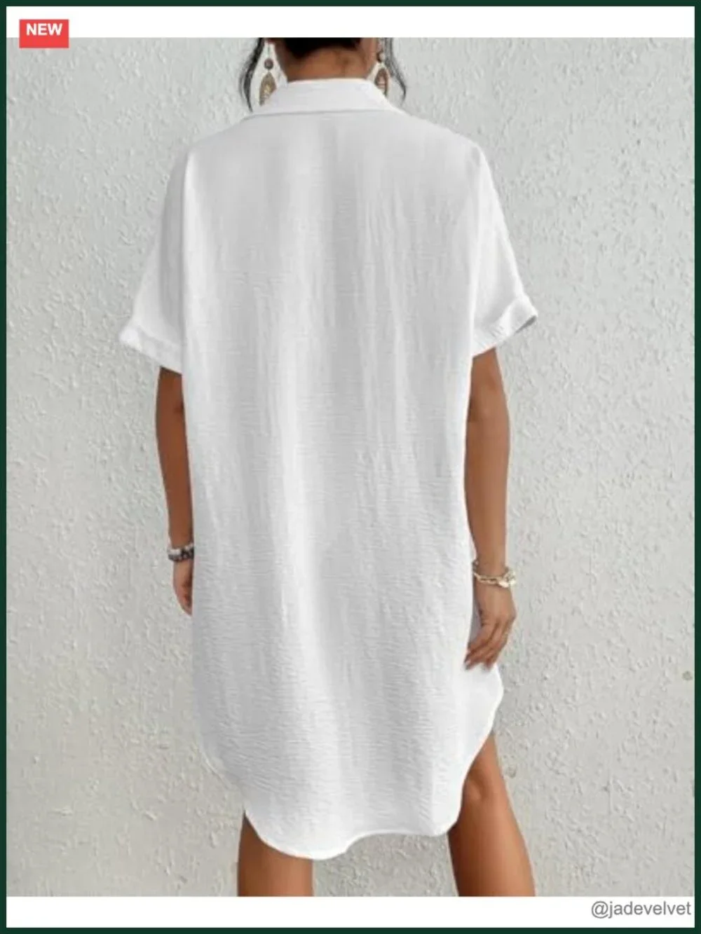 Button Down Swim Coverup Shirt Dress Beach Vacation Bathing Suit Cover Up